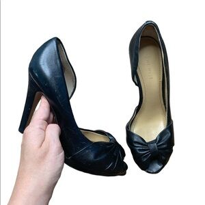 Nine West Bow Open Toe Black Heels sz 7